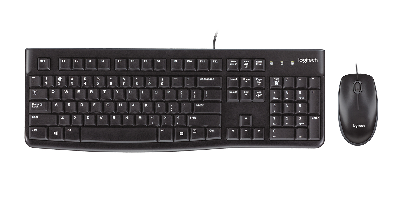 Kit de Teclado y Mouse Alámbrico Logitech MK120, Color Negro, Español