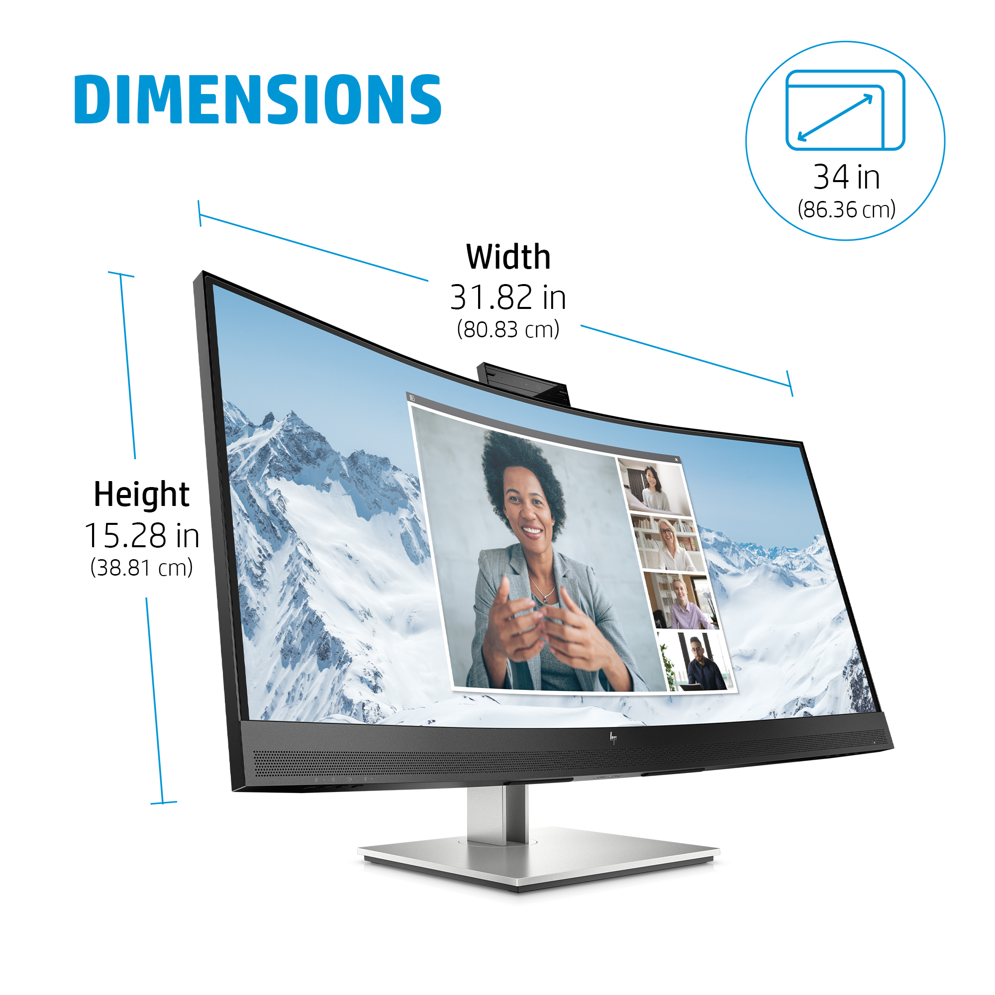 HP E34m G4 WQHD Curved USB-C Conferencing Monitor – image 4