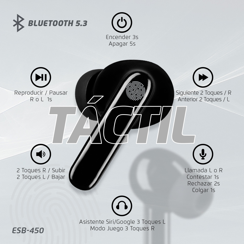 Auriculares Vorago ESB-450 - Inalámbrico - Bluetooth - ESB-450-BK