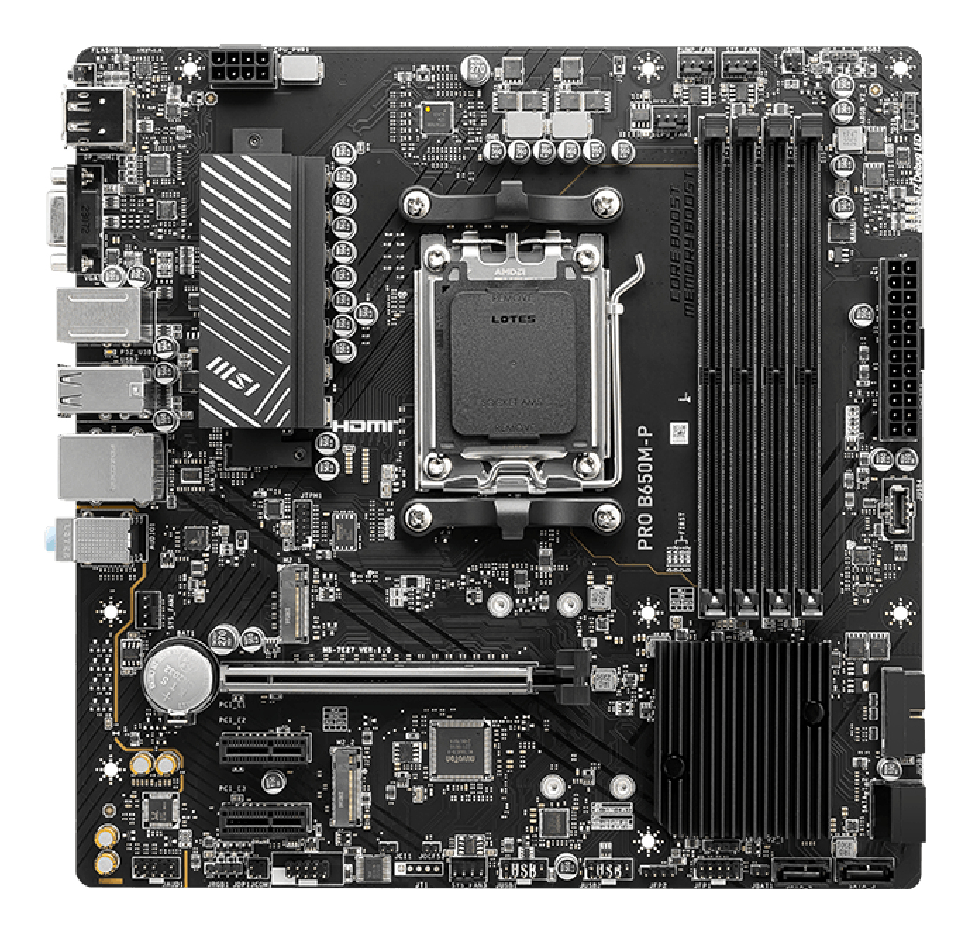 Tarjeta Madre MSI PRO B650M-P - Socket AM5 - 4x DDR5 - 4800/5400/6000 MHz - HDMI - DisplayPort - VGA - USB 2.0/3.0 - Micro ATX - PRO B650M-P
