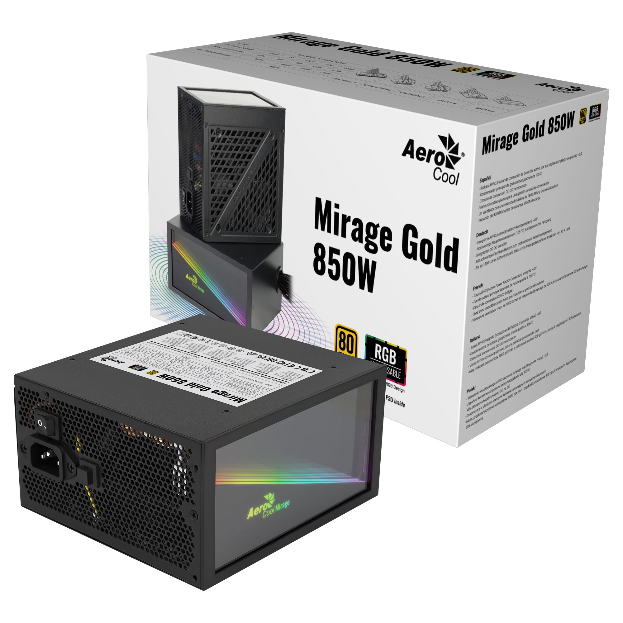 Aerocool MIRAGEGOLD850 PC Power Supply – image 5