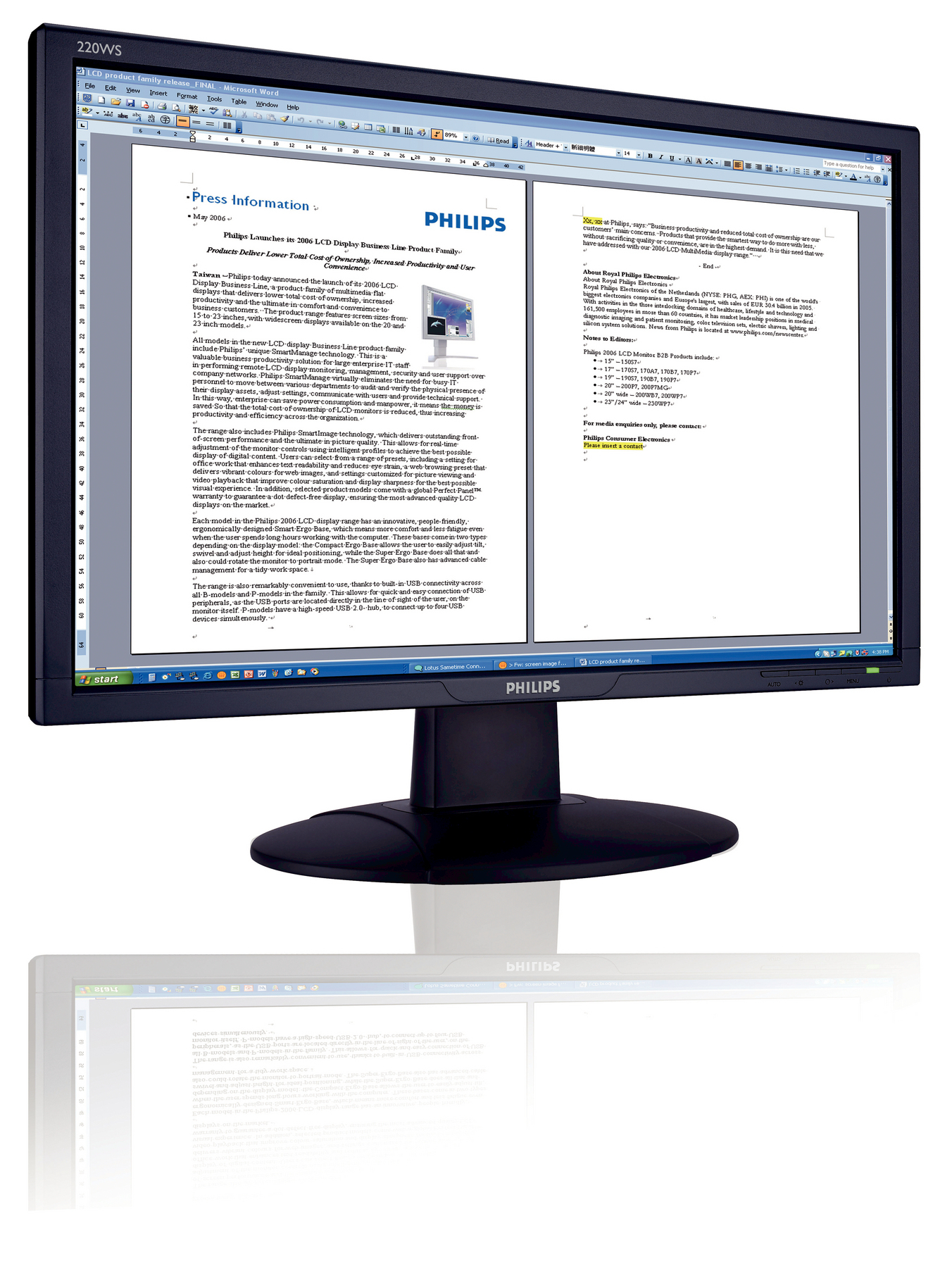 Philips LCD widescreen monitor 220WS8FB/00