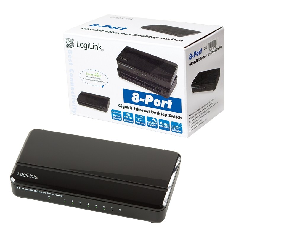 LogiLink NS0106 network switch Unmanaged L2 Gigabit Ethernet (10/100/1000) Black – image 1