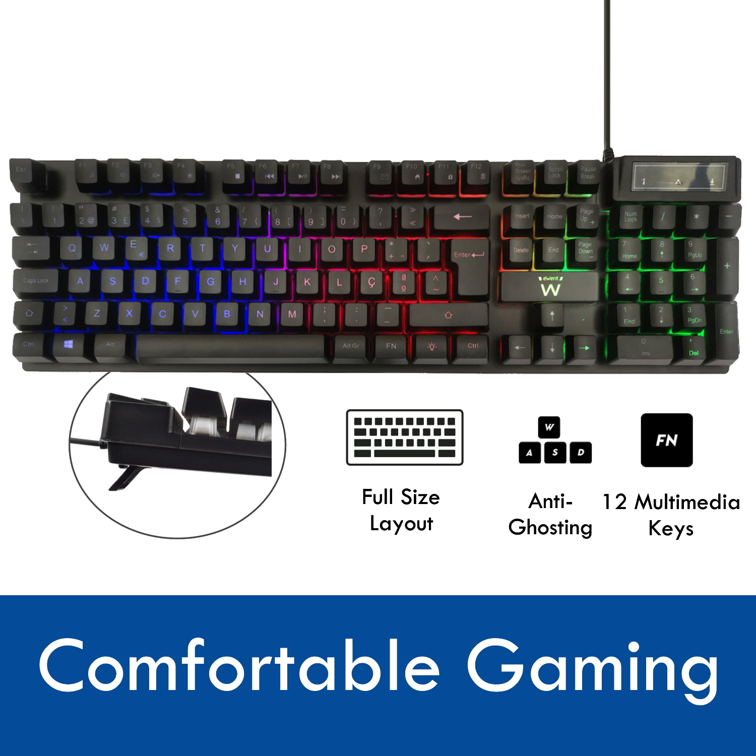 Ewent PL3319 keyboard Gaming USB QWERTY Portuguese Black – image 3