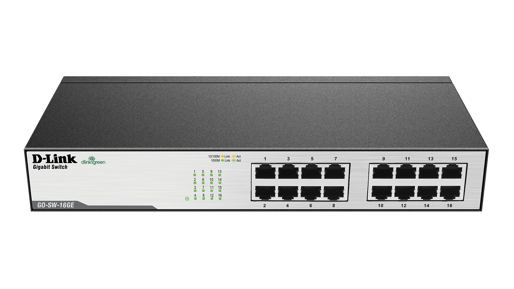D-Link GO-SW-16GE network switch Unmanaged L2 Gigabit Ethernet (10/100/1000) 1U Black – image 1