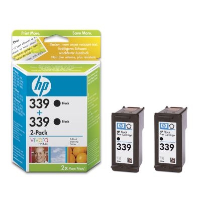 HP 339 Black Inkjet Print Cartridge 2-pack with Vivera Ink