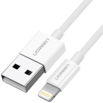 Cable USB-A a Lightning 1 Metro Certificado MFi Carga Rápida 5V/24 A 480 Mbps PD Conector C89 Adecuado para iPhone iPad y iPod Protección Integrada Caja de ABS Cubierta de TPE Color Blanco 20728 - 20728