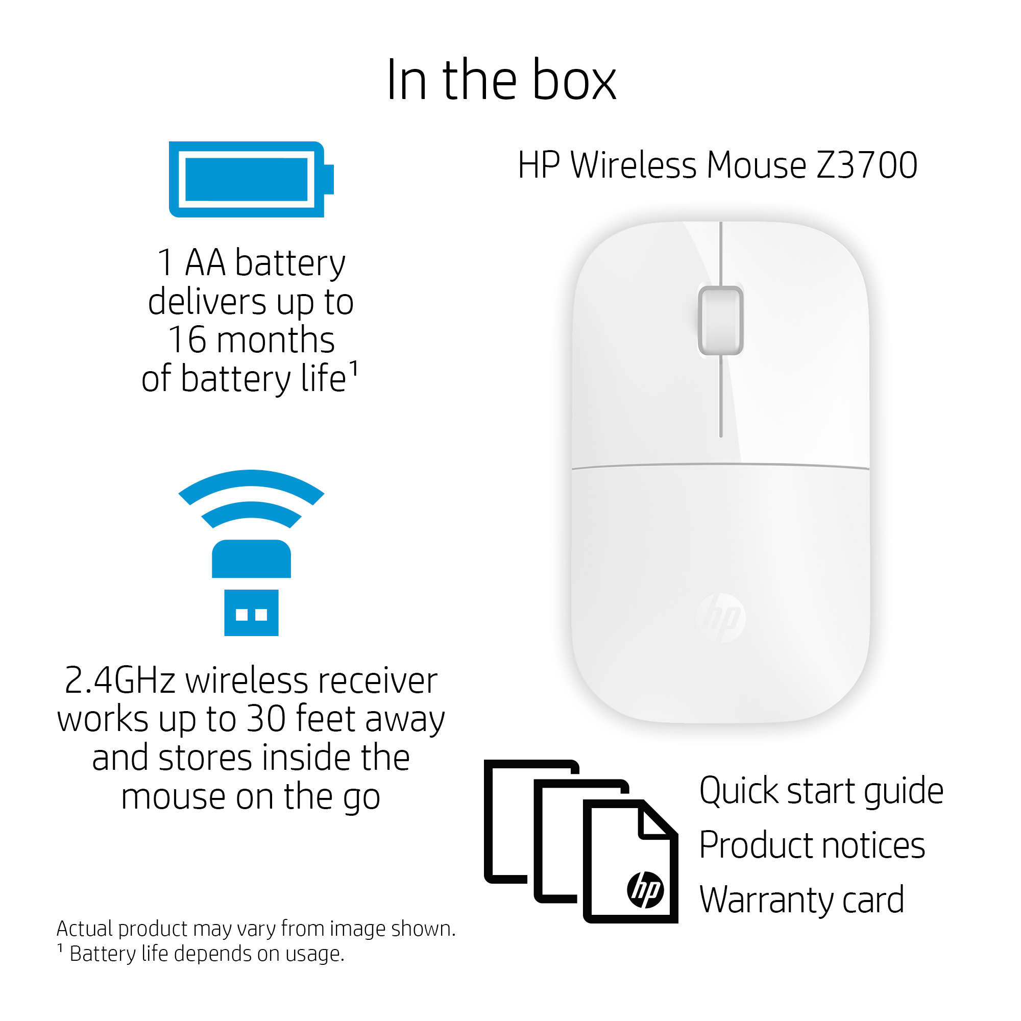 HP Z3700 White Wireless Mouse – image 2