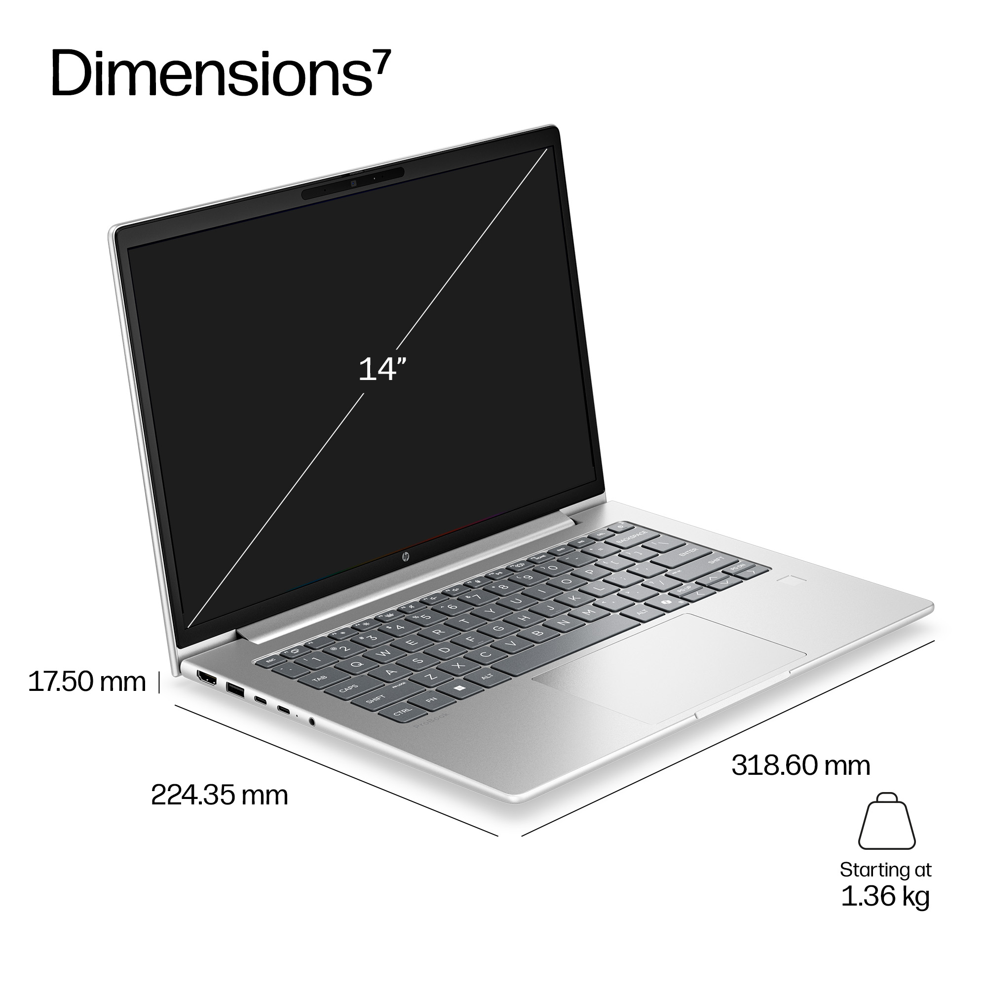HP DY1Z5AT laptop Intel Core 3 35.6 cm (14″) WUXGA 16 GB LPDDR5x-SDRAM 512 GB SSD Wi-Fi 6E (802.11ax) Windows 11 Pro AI PC Silver image 5