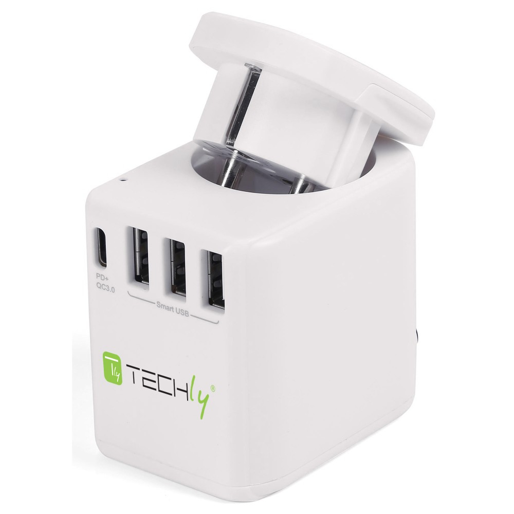 Techly Travel Adapter 3 Port USB-A + 1 USB-C White – image 3