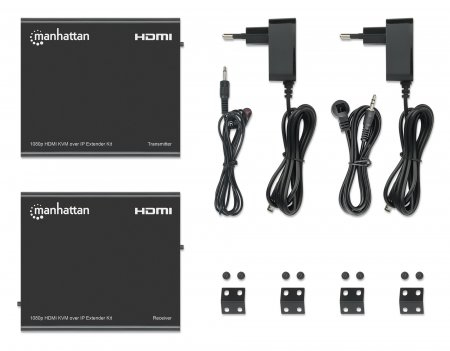 Manhattan 1080p HDMI KVM over IP Extender Kit, HDMI Extender by Single Cat5e/6 up to 120m, with IR and KVM, Black, Three Year Warranty, Retail Box – image 6