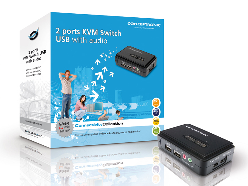 Conceptronic 2 ports USB KVM Switch w/ audio – image 4