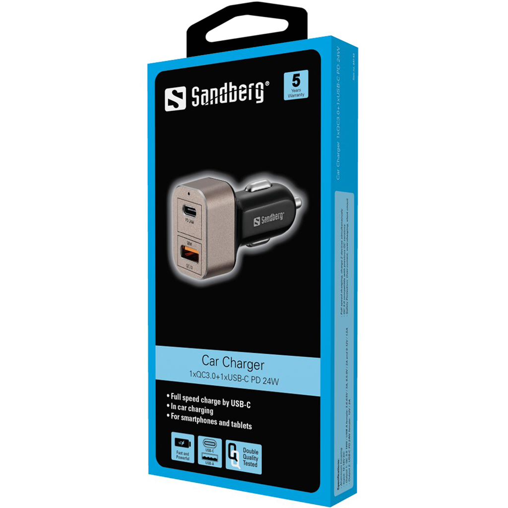 Sandberg Car Charger 1xQC3.0+1xUSBC – image 3
