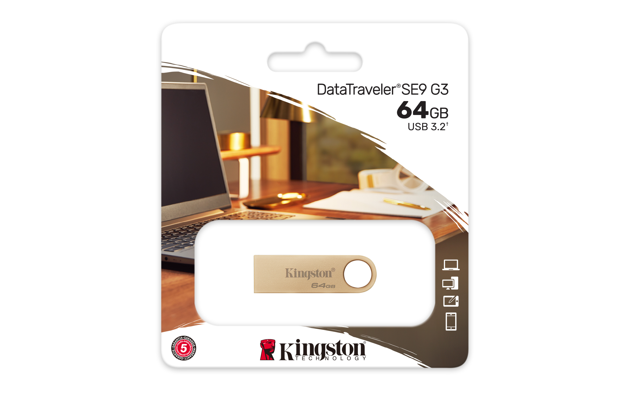 Memoria USB Kingston DataTraveler SE9 G3 - 64GB - USB 3.2 - Oro - DTSE9G3/64GB Memoria USB Kingston DataTraveler SE9 G3 - 64GB - USB 3.2 - Oro - DTSE9G3/64GB