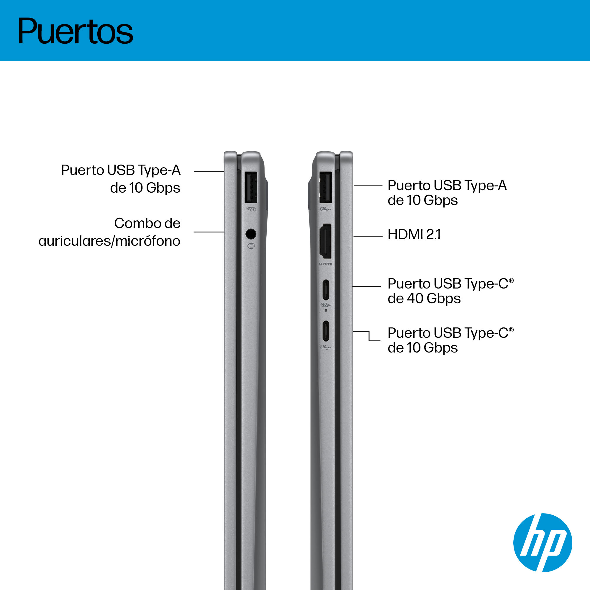 Convertible 2 en 1 - HP OmniBook X 14-fk0002ns Copilot+ PC, 50 TOPS, 14 ", 3K, AMD Ryzen™ AI 7 350, 32GB RAM, 1TB SSD, Radeon™ 860M, W11 H, Plata - imagen 7