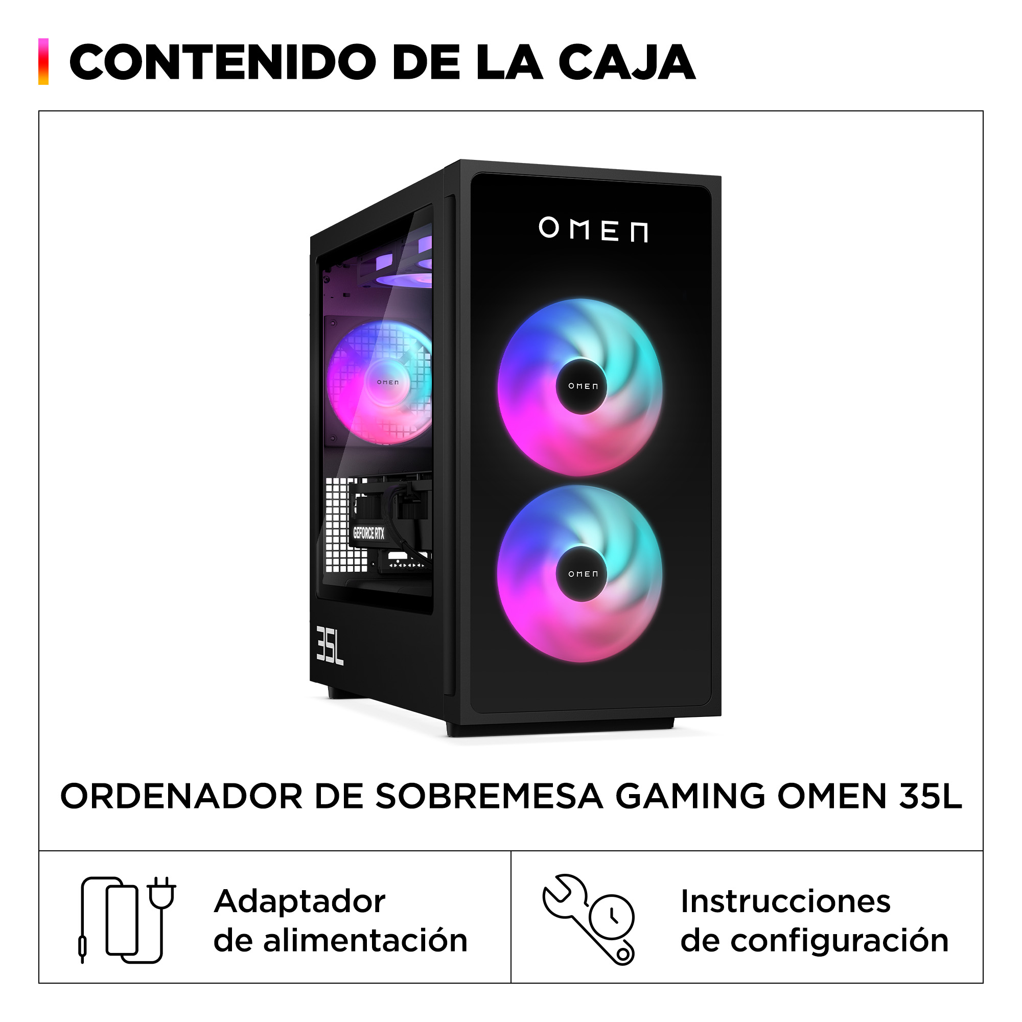 PC gaming - HP OMEN 35L Gaming Desktop GT16-0096ns,Intel® Core™ i7-14700F, 32 GB RAM, 1 TB SSD, GeForce RTX™ 5060 Ti, Sin sistema operativo, Negro - imagen 5