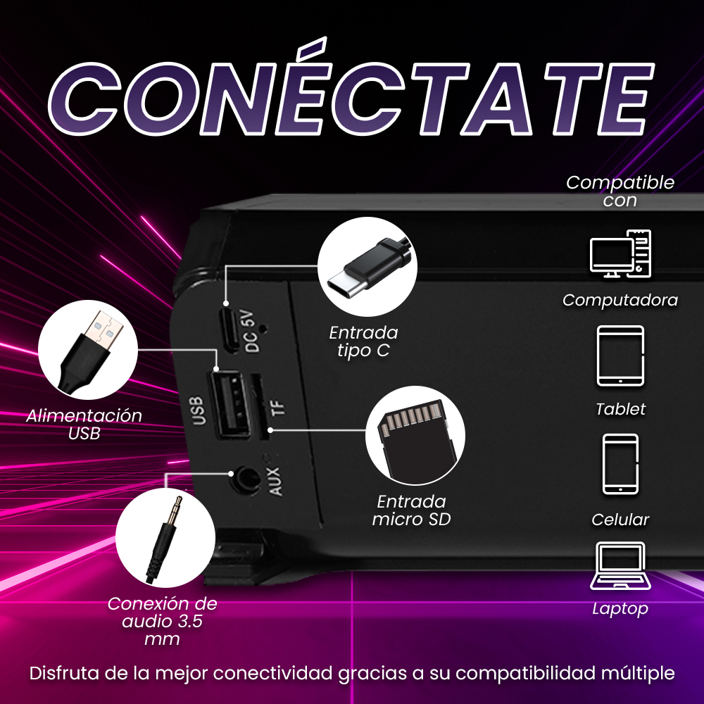 Barra de Sonido Vorago BSP-320 - Bluetooth - 3.5 mm - RGB - BSP-320 Barra de Sonido Vorago BSP-320 - Bluetooth - 3.5 mm - RGB - BSP-320
