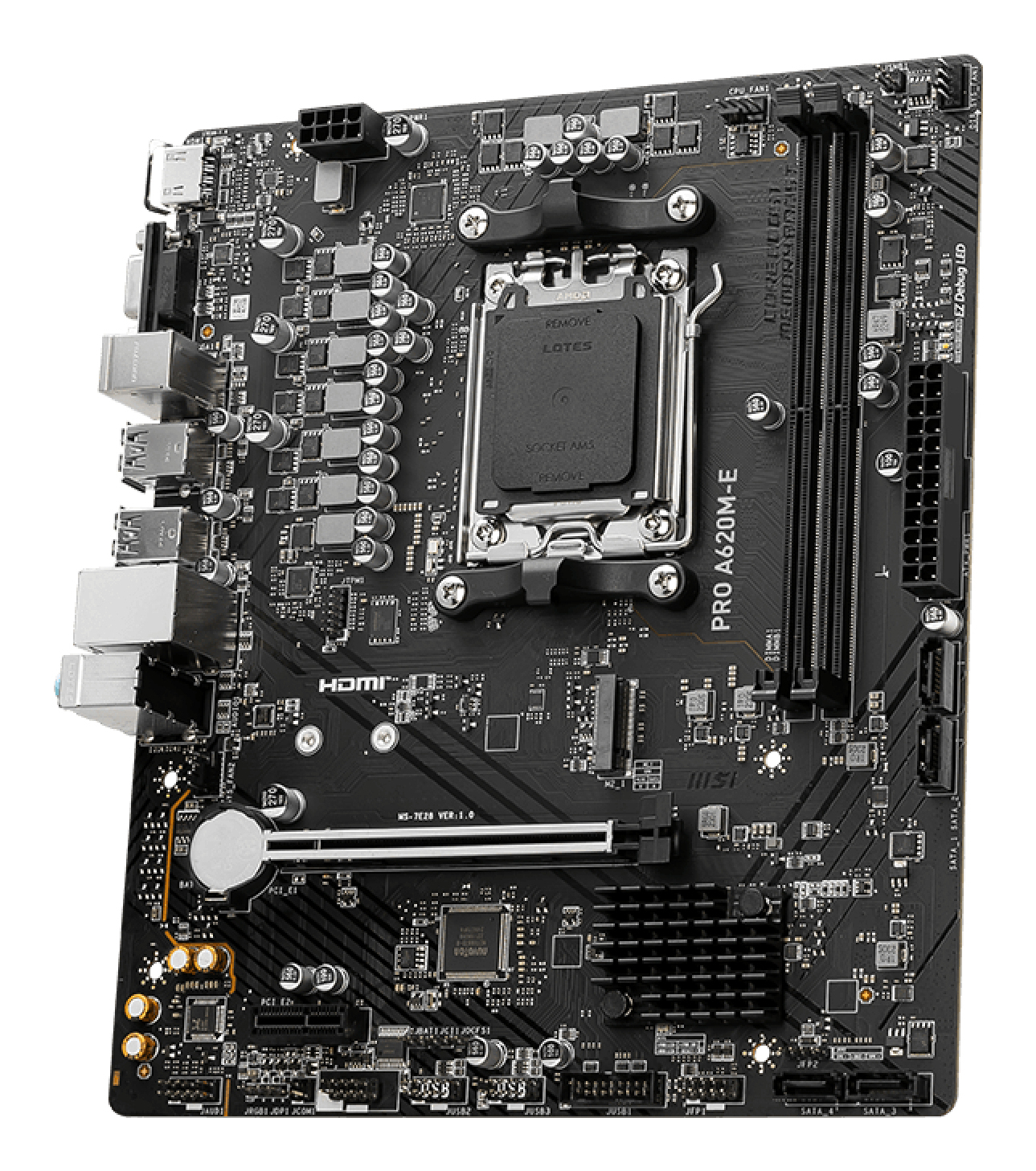 Tarjeta Madre MSI PRO A620M-E - Socket AM5 - 2x DDR5 - 4800/5800/6000MHz - HDMI - VGA - USB 2.0/3.2 - Mini ATX  - PRO A620M-E