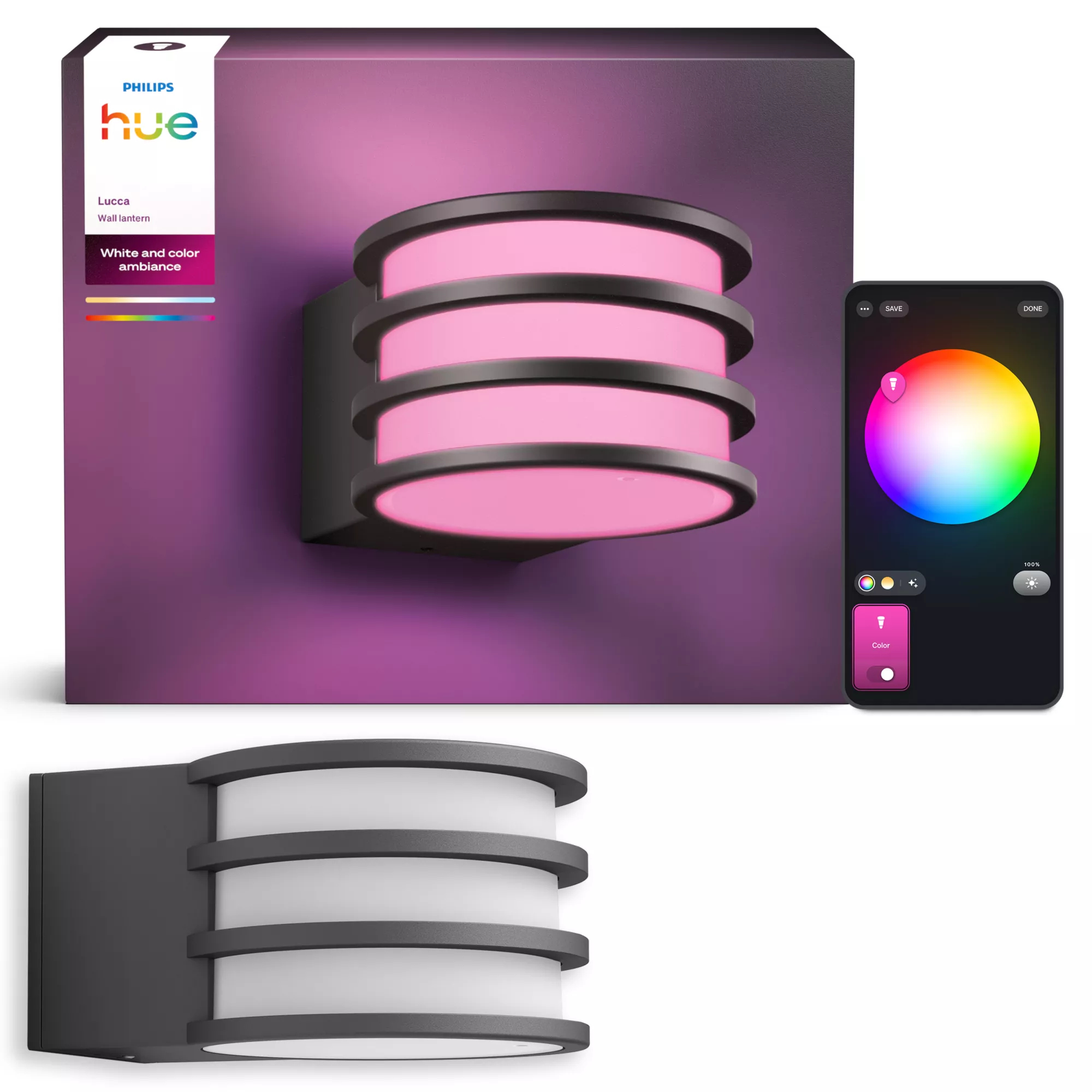 Philips by Signify Philips Hue White and colour ambience Lucca Outdoor wall light – image 3