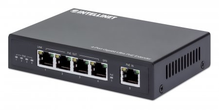 Intellinet 4-Port Ultra Extender, Adds up to 100 m (328 ft.) to Range, 90 W Power Budget, Four PSE Ports up to 30 W Output, IEEE 802.3bt/at/af Compliant, Metal Housing Netværk/strømforlænger