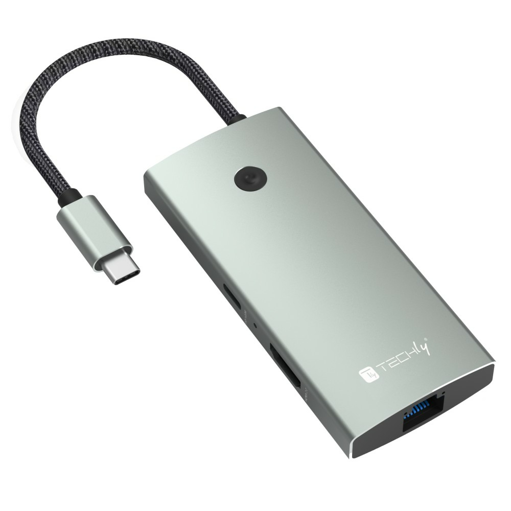Techly IUSB32C-HUB6HPDI interface hub USB 3.2 Gen 1 (3.1 Gen 1) Type-C 5000 Mbit/s Aluminium – image 2