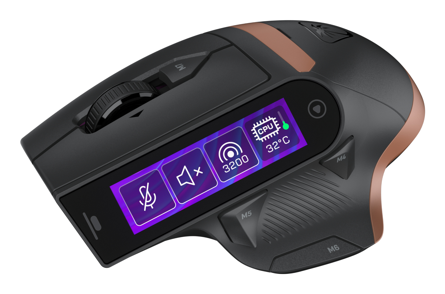 Turtle Beach Command Series MC7 Souris de Gaming sans Fil avec écran Tactile intégré Command Display, capteur Optique Owl Eye 30K DPI, connectivité Tri Mode et Station de Charge