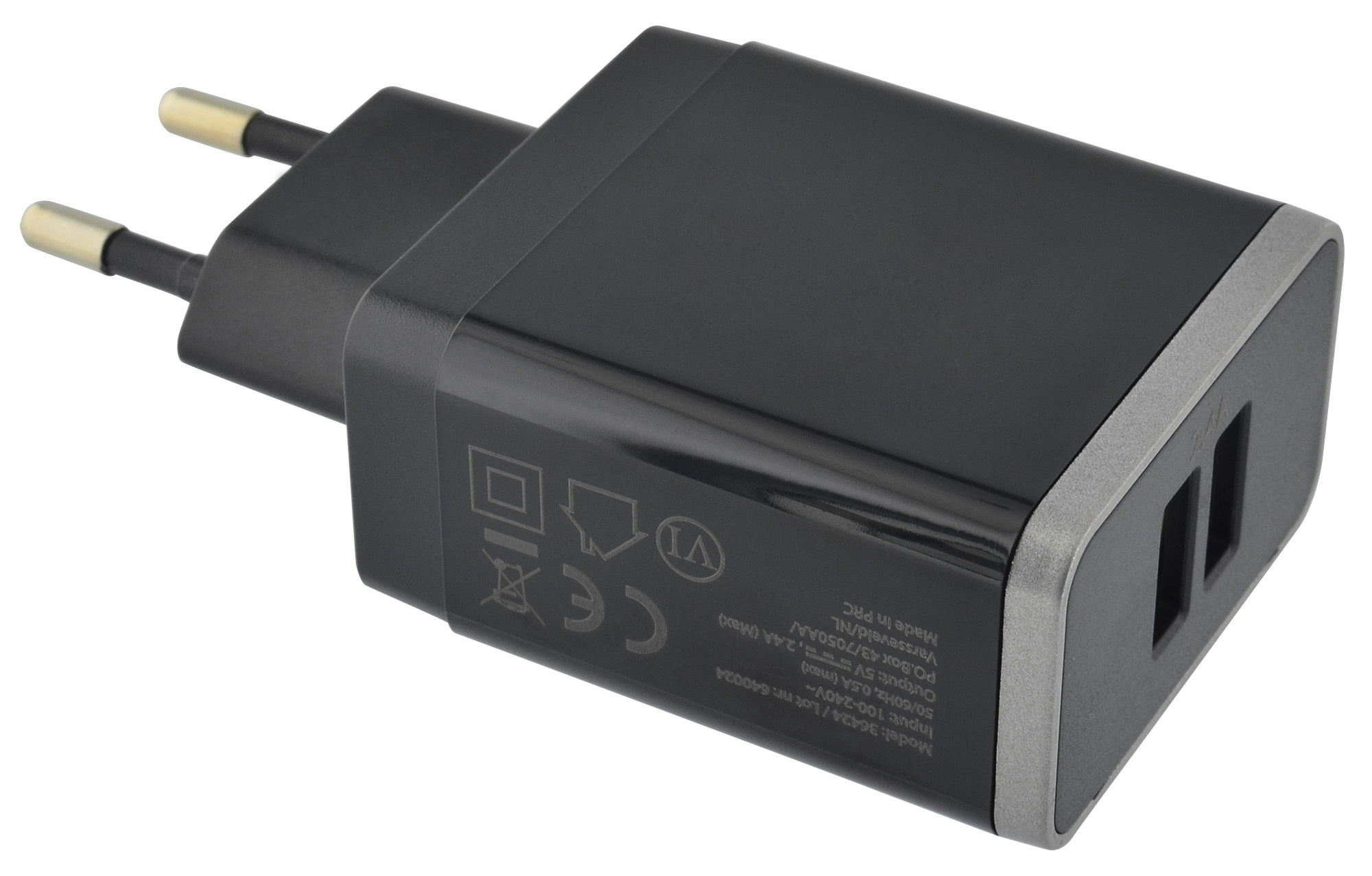 Mobiparts Wall Charger Dual USB 2.4A + Micro USB Cable Black – image 3