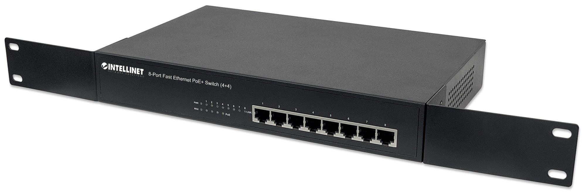 Intellinet 8-Port Fast Ethernet PoE+ Switch, 4 x PoE IEEE 802.3at/af Power-over-Ethernet (PoE+/PoE) ports, 4 x Standard RJ45 Ports, Endspan, Desktop – image 5