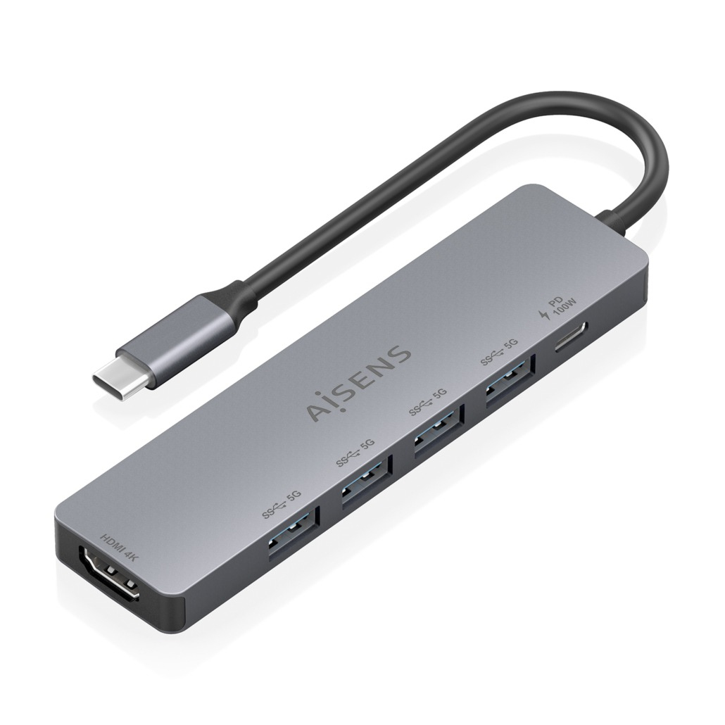 AISENS ASUC-6P047-GR laptop dock/port replicator Wired USB 3.2 Gen 1 (3.1 Gen 1) Type-C Grey – image 1