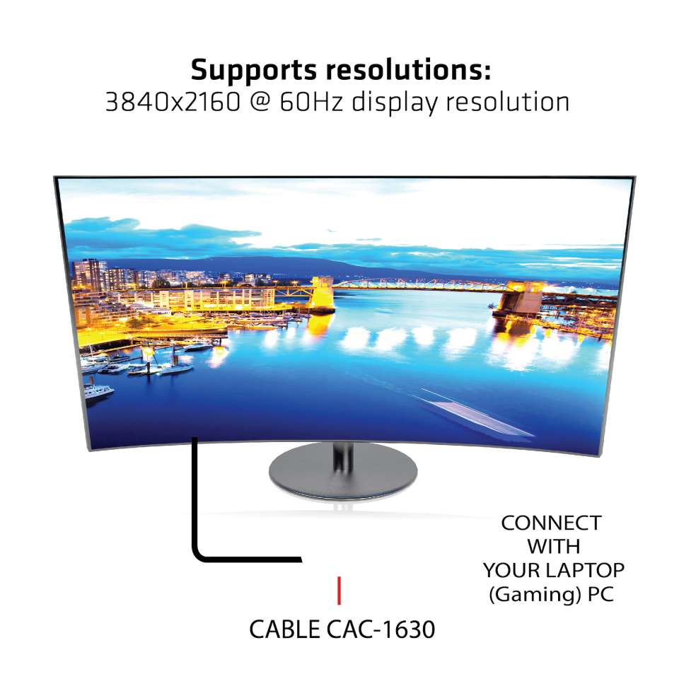 CLUB3D USB Type C + HDMI™ + MiniDisplayPort™ 1.2 to HDMI™ 4K60Hz HDR M/M Active Adapter 32AWG – image 5