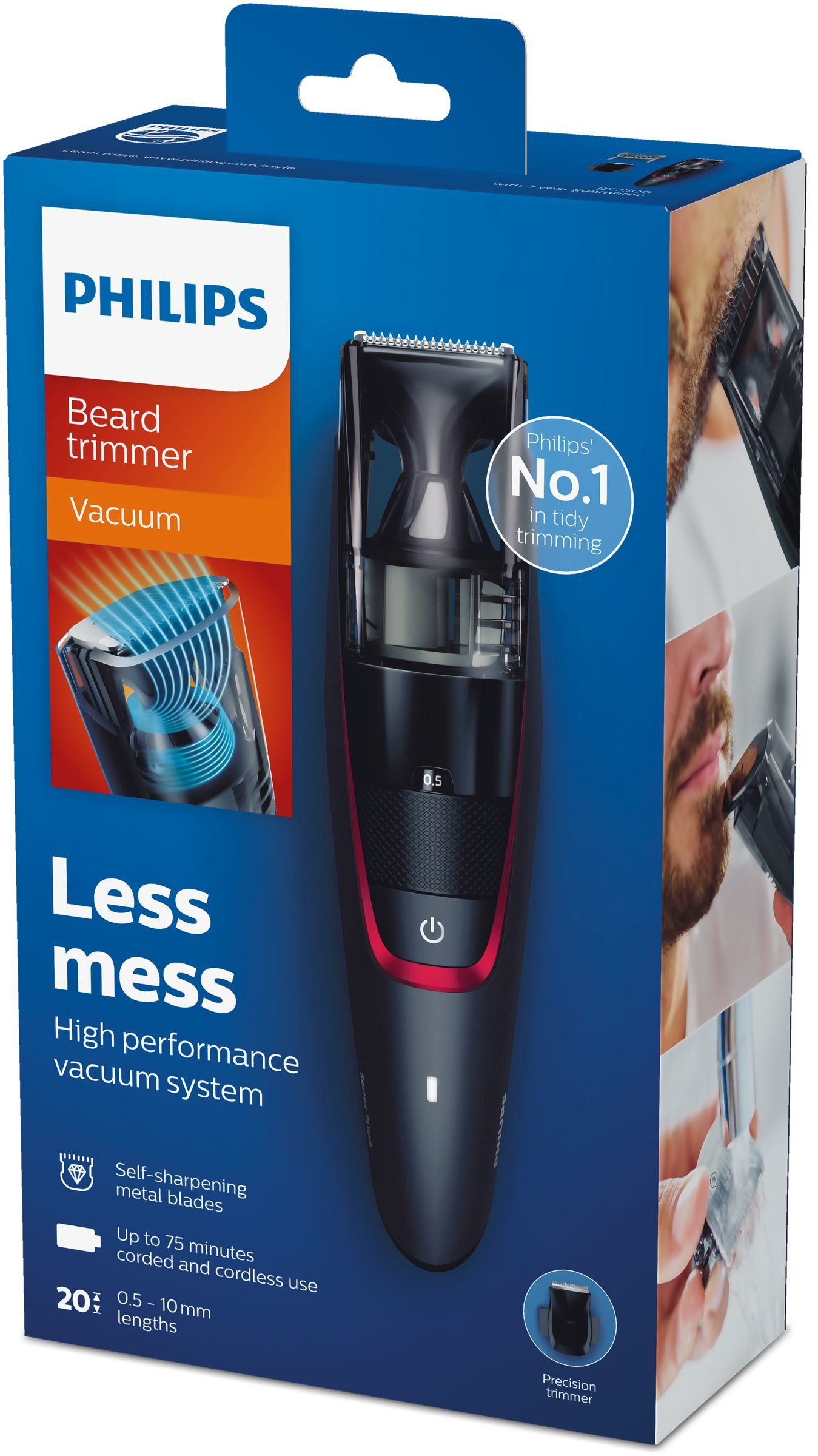 Philips BEARDTRIMMER Series 7000 0.5-mm precision settings Vacuum Beard Trimmer – image 2