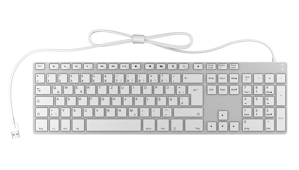 KeySonic KSK-8022U keyboard Office USB QWERTZ German Silver, White