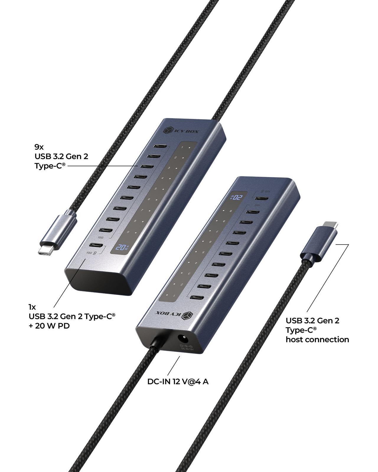ICY BOX 10 ports USB Type-C Gen 2 Hub – image 3