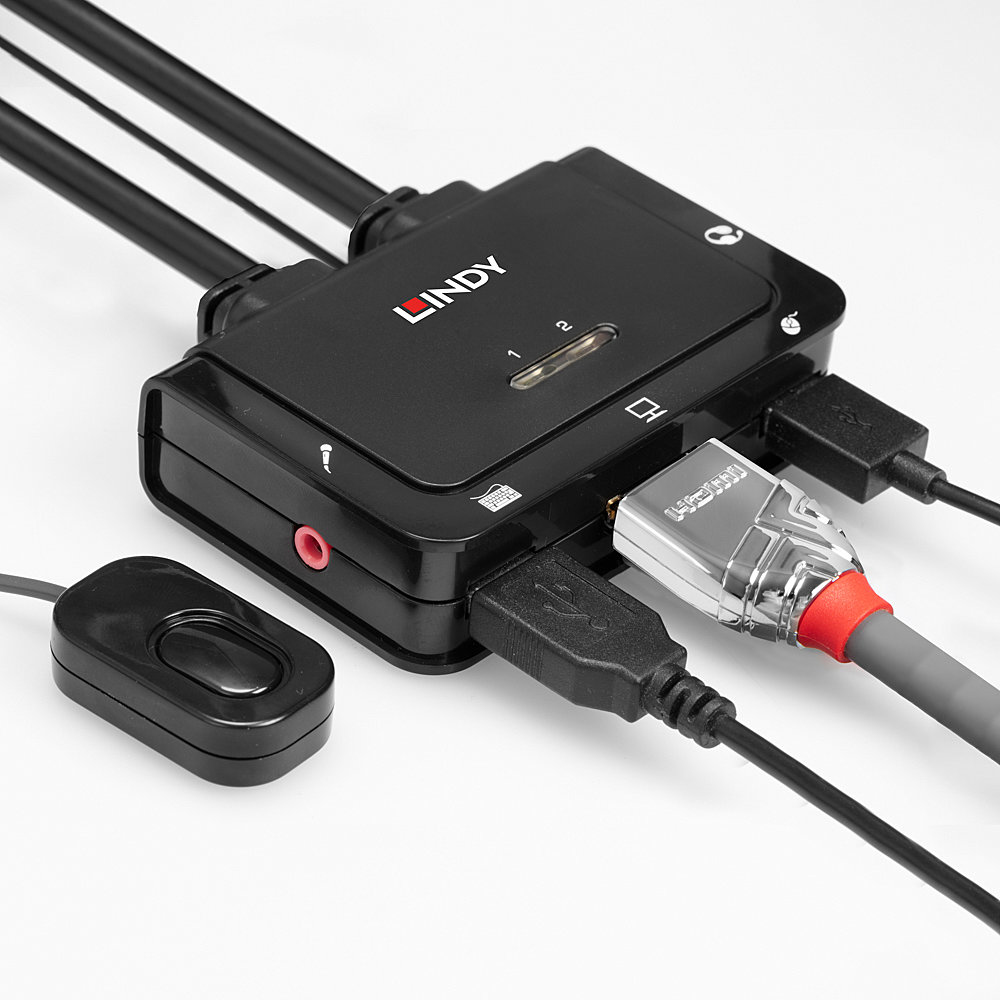 Lindy 2 Port HDMI 4K60, USB 2.0 and Audio Cable KVM Switch – image 5