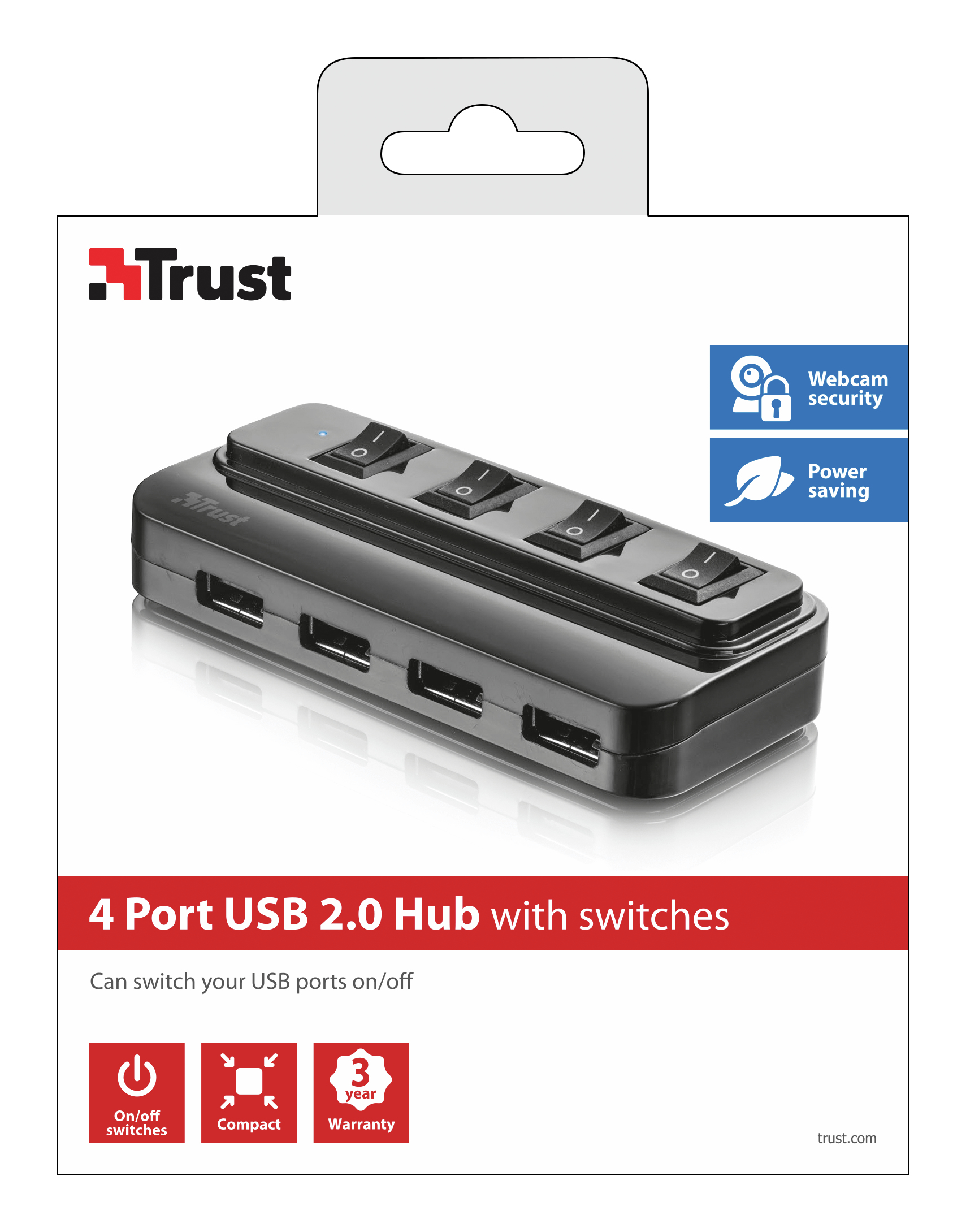Trust 20619 interface hub USB 2.0 Black – image 6