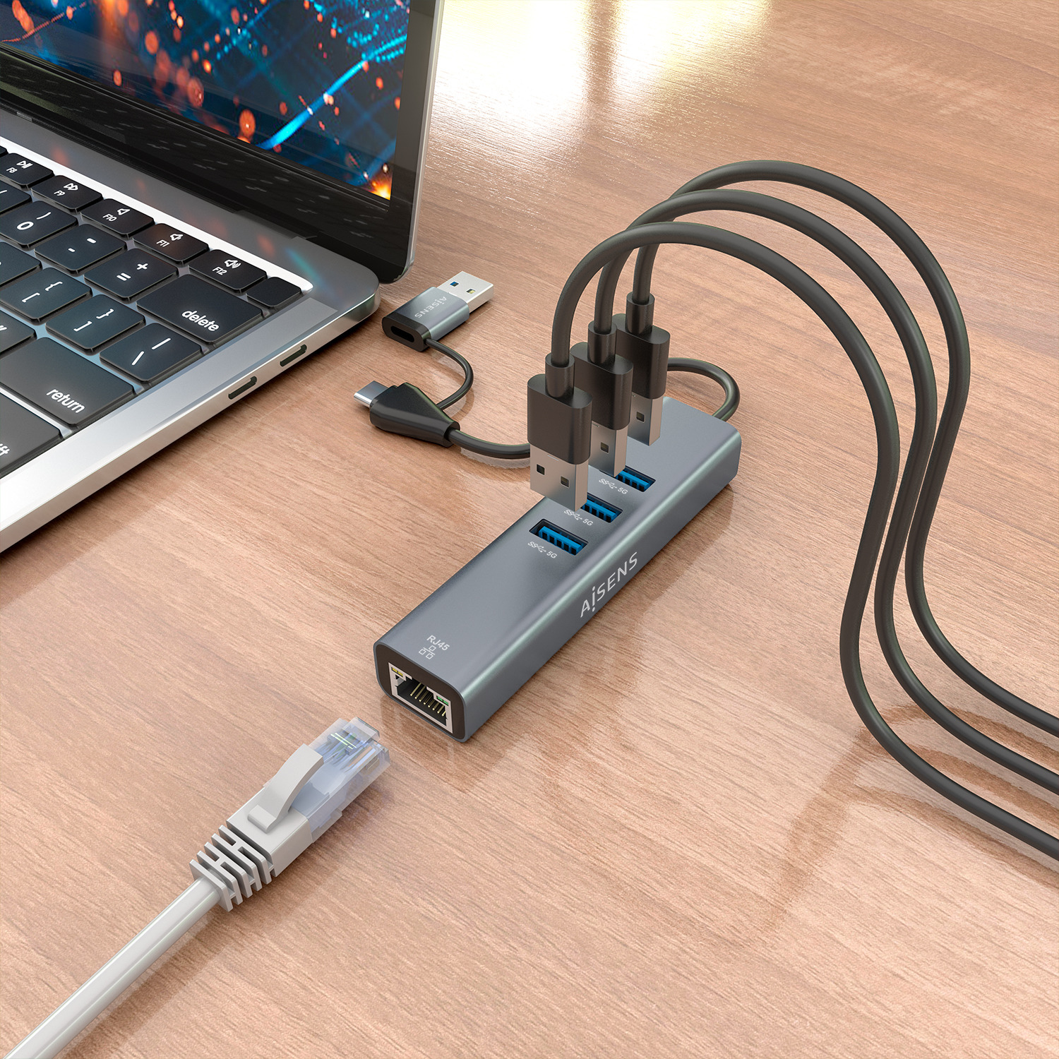 AISENS A109-1033 laptop dock/port replicator Wired USB 3.2 Gen 1 (3.1 Gen 1) Type-C Grey – image 6