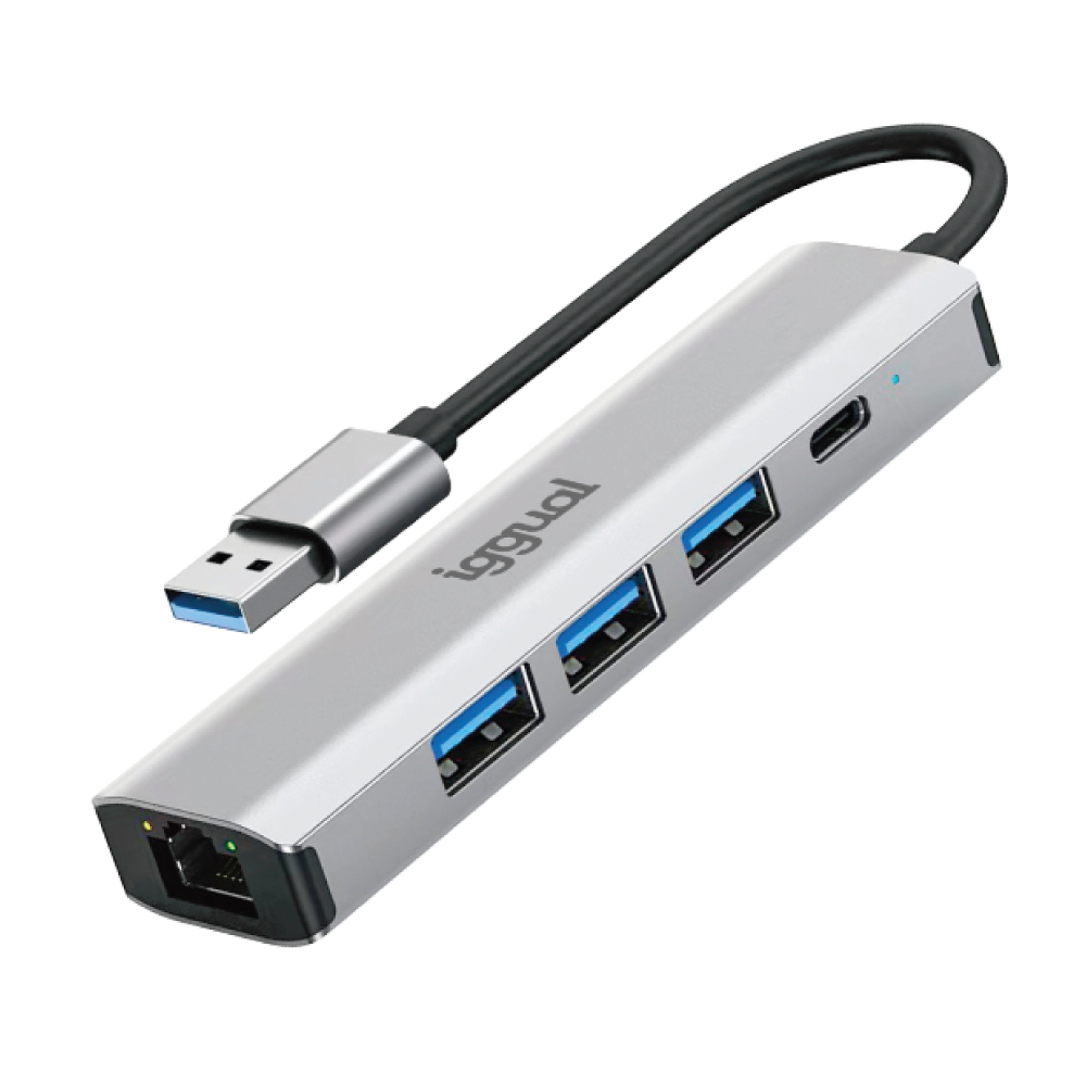 iggual IGG320778 laptop dock/port replicator Wired USB 3.2 Gen 1 (3.1 Gen 1) Type-A Grey – image 1