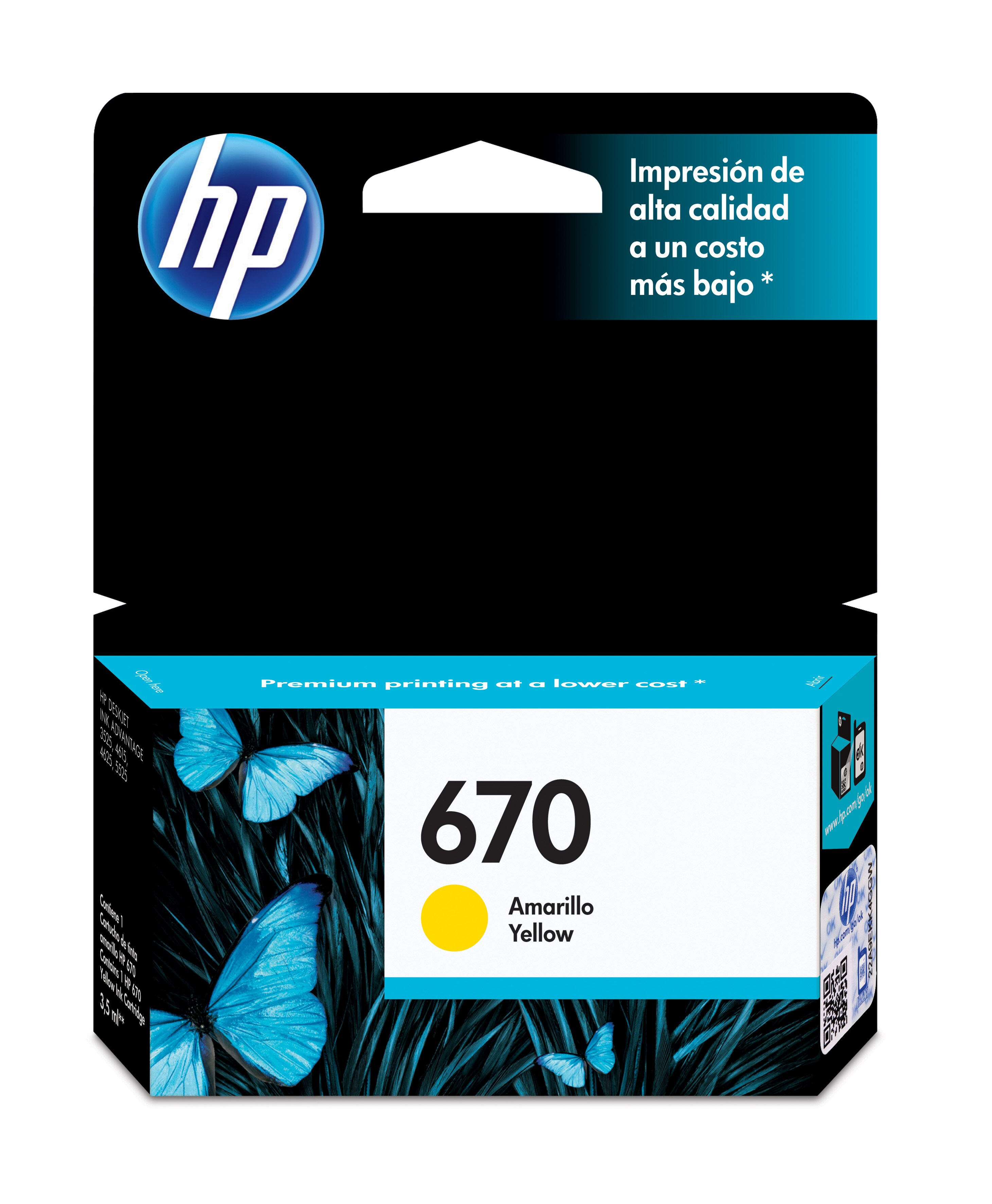 Cartucho de Tinta HP 670 - Amarillo - Original - (CZ116AL) - CZ116AL