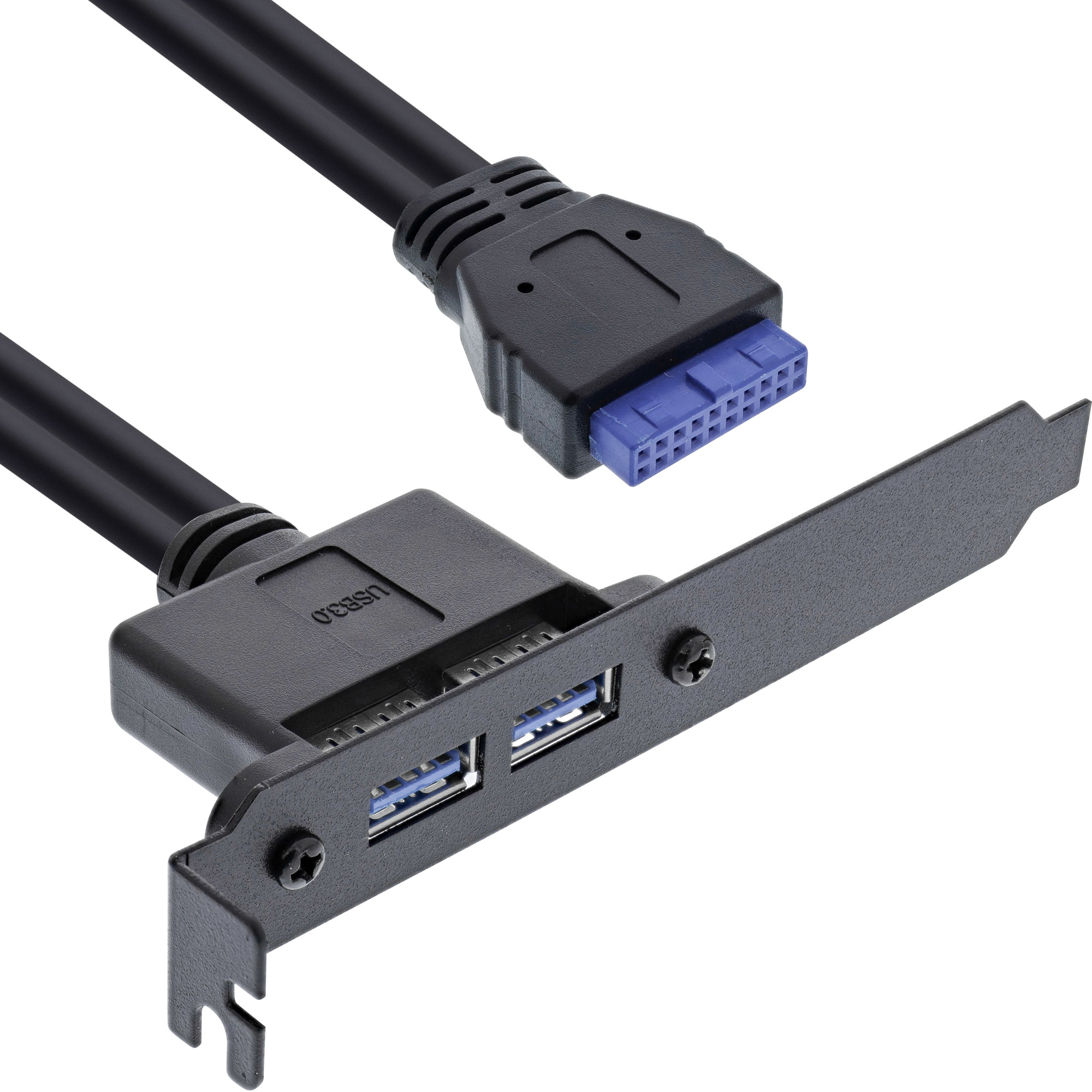 InLine Slot Bracket 2x USB 3.0 A female / internal mainboard plug 0.5m