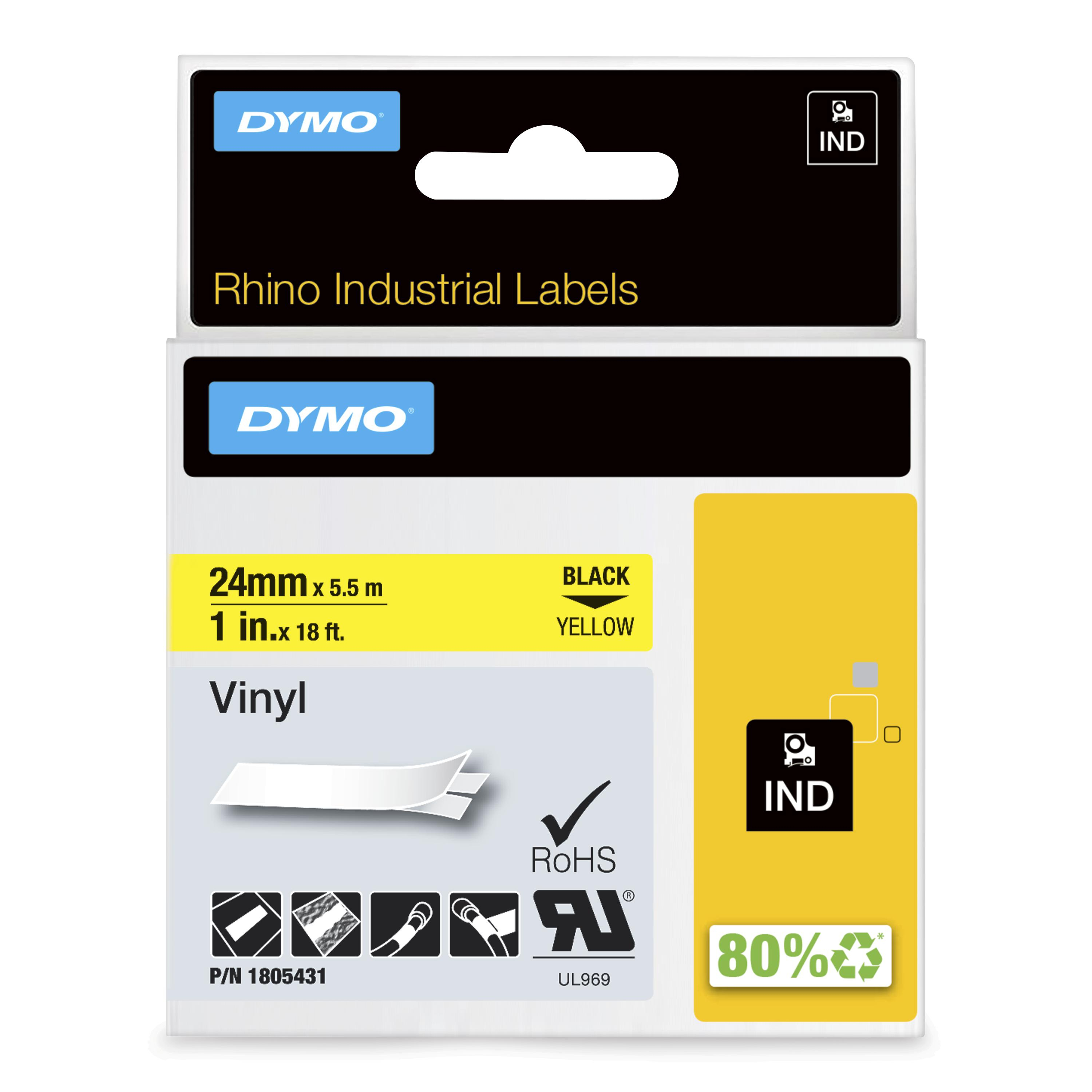RHINO 24 MM VINYL BLACK ON YELLOW