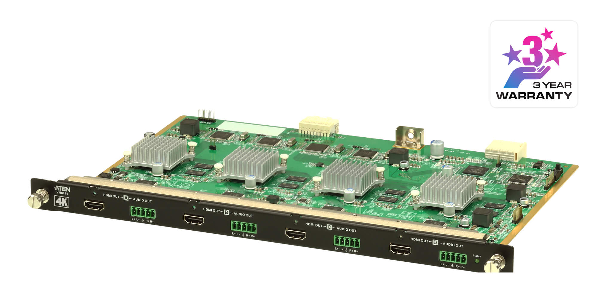 ATEN VM8814 4-Port 4K HDMI Output Board with Scaler - Expansion module - HDMI x 4 - for VanCryst VM1600A, VM3200, VM3250