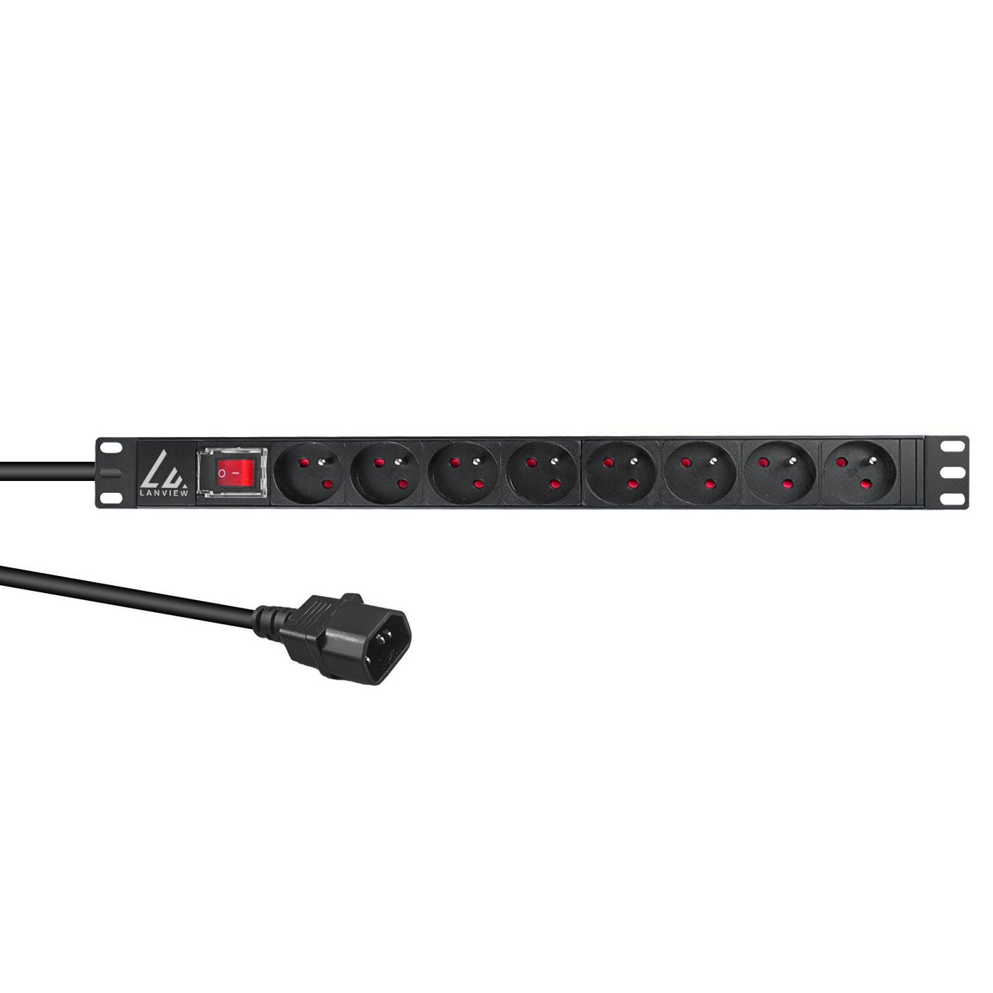 Lanview LVR-2MSCH-SW-C13-8 power distribution unit (PDU) 8 AC outlet(s) 1U Black – image 1