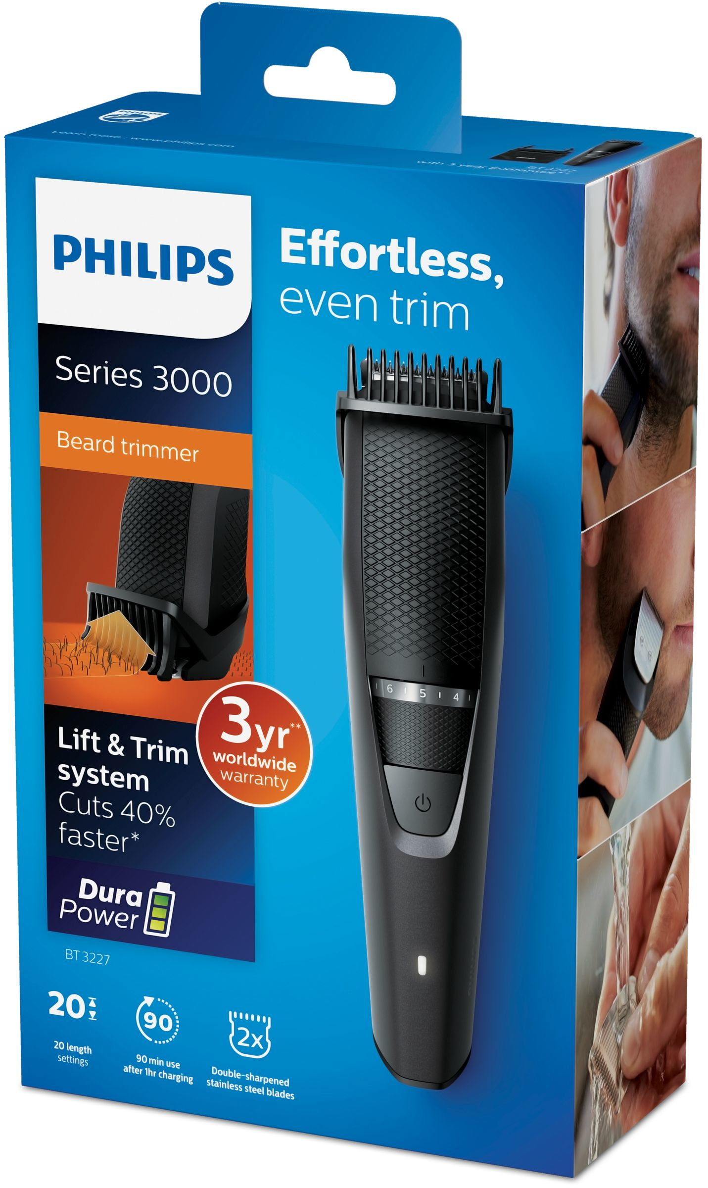 Philips BEARDTRIMMER Series 3000 BT3227/15 beard trimmer AC/Baterry 20 – image 2