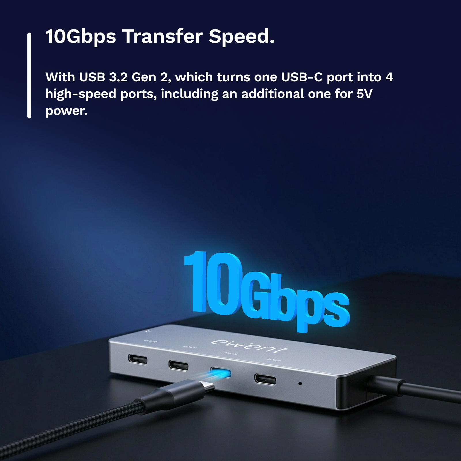 Ewent EW1151 interface hub USB Type-C 10000 Mbit/s Grey – image 4
