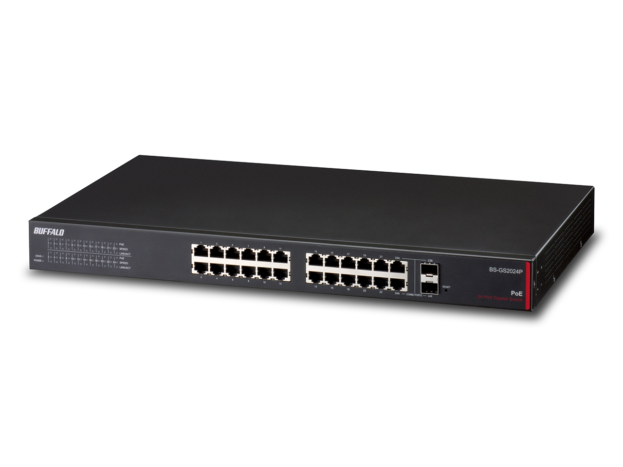 Buffalo BS-GS2024P network switch Managed L2/L3 Gigabit Ethernet (10/100/1000) Power over Ethernet (PoE) 1U Black