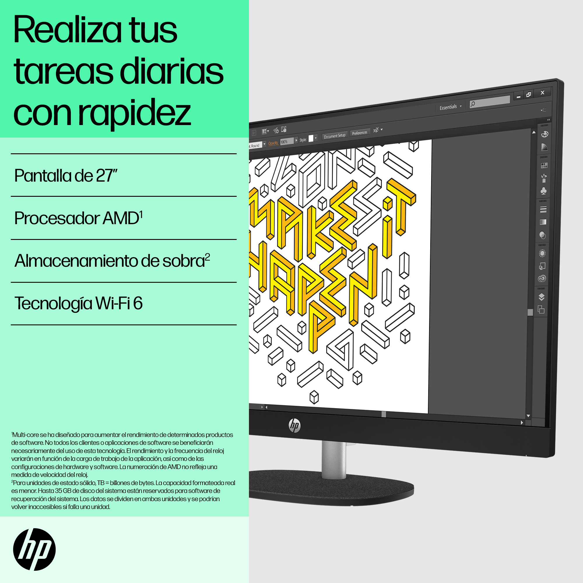 All in one - HP 27-cr0108ns 27" Full HD, AMD Ryzen™ 5 7520U, 16 GB LPDDR5, 512 SSD, Gráficos Radeon™ Integrados, Sin Sistema Operativo, Blanco - imagen 10