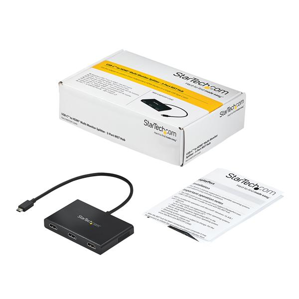 StarTech.com 3-Port Multi Monitor Adapter - USB-C to 3x HDMI Video Splitter - USB Type-C to HDMI MST Hub - Dual 4K – image 6