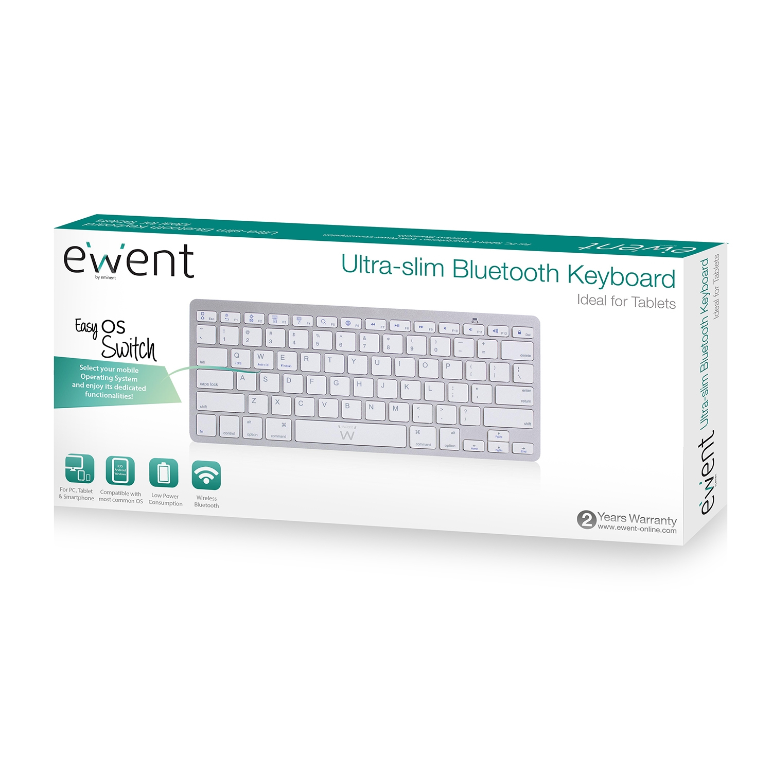 Ewent EW3160 mobile device keyboard Italian Bluetooth Silver, White – image 4