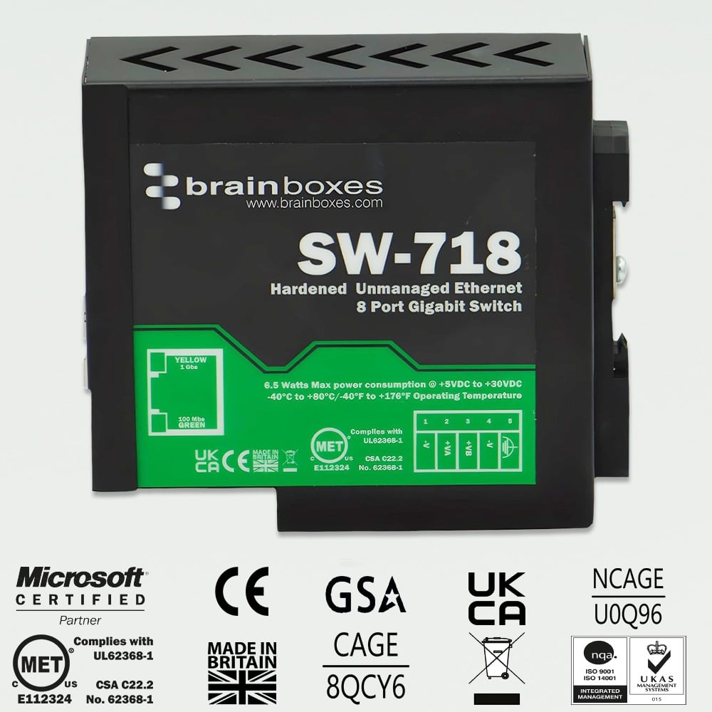Brainboxes Hardened Industrial 8 Port Gigabit Ethernet Switch – image 3