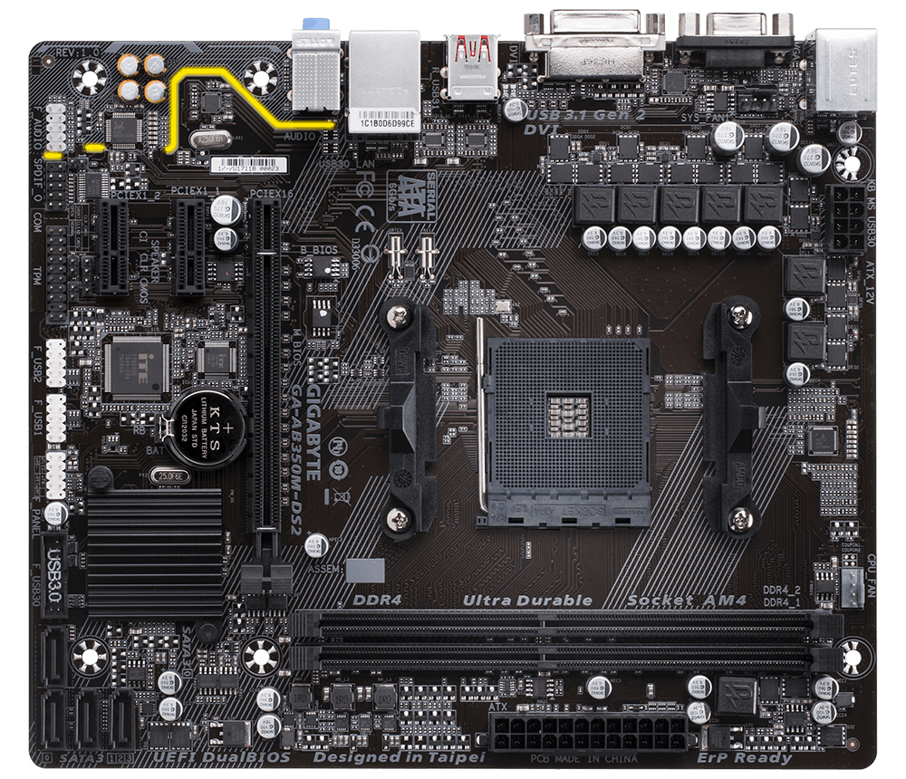 GIGABYTE GA-AB350M-DS2 motherboard AMD B350 Socket AM4 micro ATX – image 2